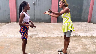 African Girls Playing Local Game Outdoor