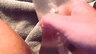 Playing with a fleshlight and pocket pussy toy Tribbing them on my big horny clit it felt amazing