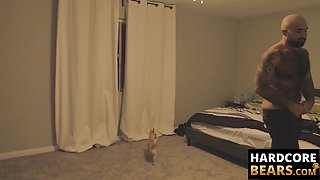 HardcoreBears.com - Bear washes his furry body and spanks his thick beefy ass