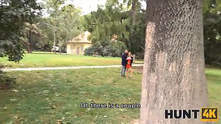 Hunt4k. porn with dirty pickup artist promises money to guy and wifey