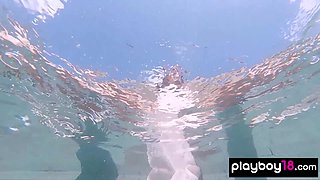 Naked Russian teasing under the water