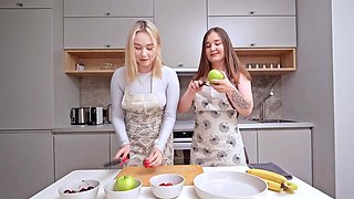 boyfriend fucks our tight cunts after cooking