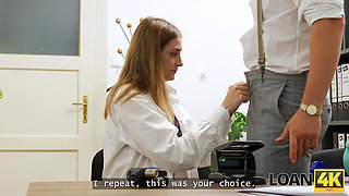 LOAN4K. Rough sex with a young student on the table