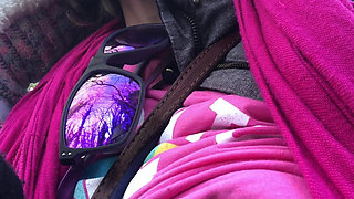 It’s Rather Nippy Out! Playing with My Boobs and Bush During a Freezing Walk in the Woods!