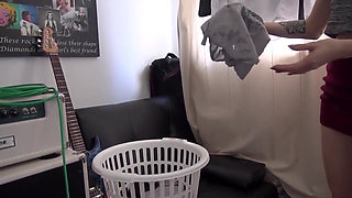 Tattooed brunette gets fucked by her stepson