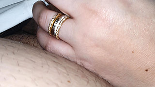 Step mom without hesitation pulled out step son dick making him a handjob