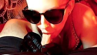 Super hot blonde Yourhoneybunny in dark gloves shows off her perfect body