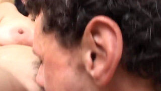 My best friend's stepsister - Hairy brunette in close up action