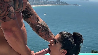 Naughty Brazilian Rides a Huge Dick and Takes a Cumload on Her Tits! Gabriella Euzebio