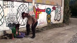 German Domina Kicks Horny Guy in Street - Outdoor Femdom Punishment HD