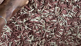 Hot ebony babe foot massage section