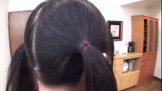 Asian taco teen finger massage herself