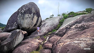 Adorable Girl Has Deep Oral Sex and Plays with Her Vagina in Public - POV