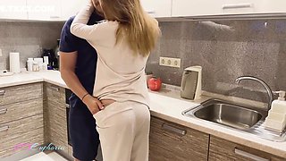 I Could Not Resist And Cum Inside Her Pussy In The Kitchen - Creampie