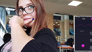 Amazing busty brunette slut doing blowjob outdoor