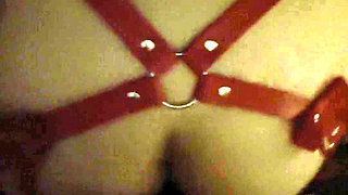 Passionate Doggy Sex Against Hotel Window, Leather Cosplay