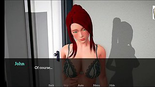 3D ecchi hentai visual novel with erotic storytelling featuring a redhead with big natural boobs