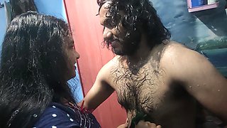 Malayali Couple Hot Bath Romance with Sex in Bathroom, Mallu Couple Hot Boobs Suck and Ass Lick with Hot Fuck