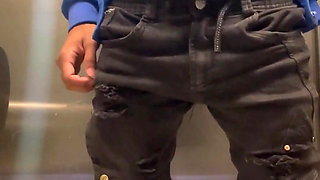 Enjoying Masturbation in a Public Bathroom