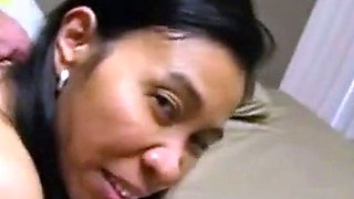 Amateur Thai in Stockings Blows and Rides a White Bull