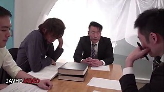 Hard day at the office ends sultry Asian babe Rina Mayuzumi tempts desires