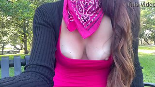 Italian Big Tits Milf Artemisia Love flashing her Big Tits in the woods hard nipples out waiting to get fucked