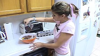 Teen topanga solo in kitchen