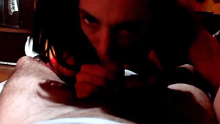 She sucks it like crazy with another dick in her ass