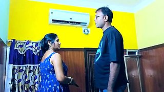 AC Mechanic Fucks Hot Bhabhi's Tight Pussy and Drinks Her Juices - Desi Indian Homemade Sex
