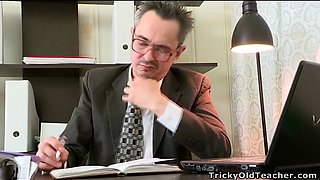 Educator gets blowjob and pounds vagina of stellar junior student