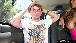 Str8 picked up stud cums on gay jock in van for money