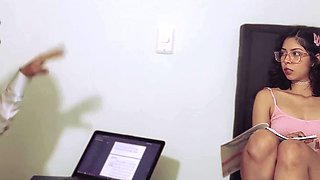 Horny Latina Student Seduces English Professor for Bedroom Pound