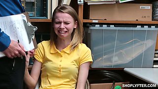 Russian shoplifting chick Catarina Petrov gets her pussy punished in the back room