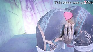 Tattood Girl with Glasses and buttplug Fucks a Tattooed Dick, DP, Facial