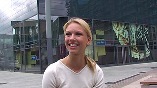 Beautiful amateur blonde barmaid paid sex in public