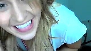 Horny amateur web cam teen girl takes a toy deep inside