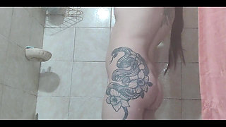 Taking a Shower and Putting a Soapy Anal Dilator in My Ass