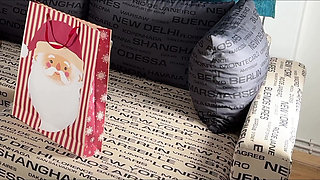 Two girls one guy Christmas Party with lots of precum and endless cock teasing for a handjob challenge