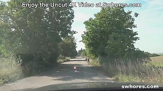 Amateur slag gets fucked outdoors at Swhores