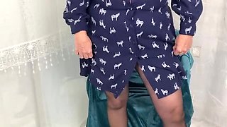 Big Granny Panties on Mature MILF with Huge Natural Tits and Feet