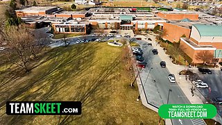 Joshua and aria think they have time to get a quickie in before their graduation ceremony
