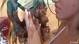 Dark-haired vixen ignites wild, passionate double ecstasy with flair