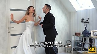 Cheating bride takes a wedding guest to suck off his big dick