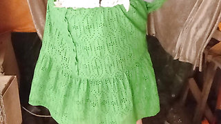 Green housewife with rubber head