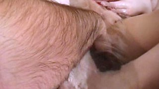 Hot brunette foot fetish play