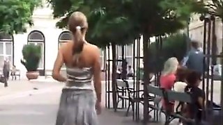 Girl flashing and pissing in public part 1