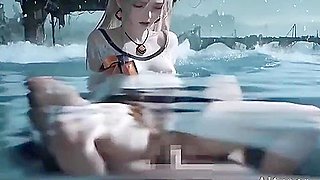 Half-submerged, Fully Taken-she Moans Into The Spray And Doesnt Stop