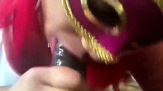 Masked Ebony Amateur Gives Blowjob and Swallows