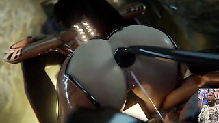 Eve Deepthroating BBC, Chun-li Deepthroating a Hard Cock While Mai Sucks on His Balls