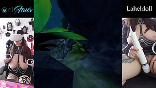 British gamer girl gets completely naked while playing a VR game